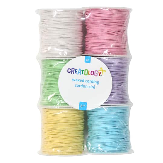 12 Packs: 6 ct. (72 total) 1mm Pastel Waxed Cording by Creatology&#x2122;